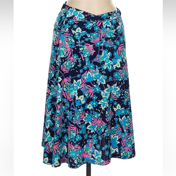 LuLaRoe Azure Midi Knee Length Stretchy Tropical Floral Skirt Size Medium M - Picture 1 of 5